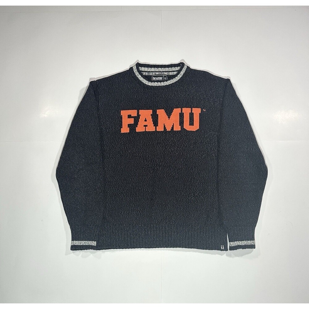 Bruzer BLK Florida A&M Rattlers Intarsia Worksock Crew Sweater Men’s Size Large